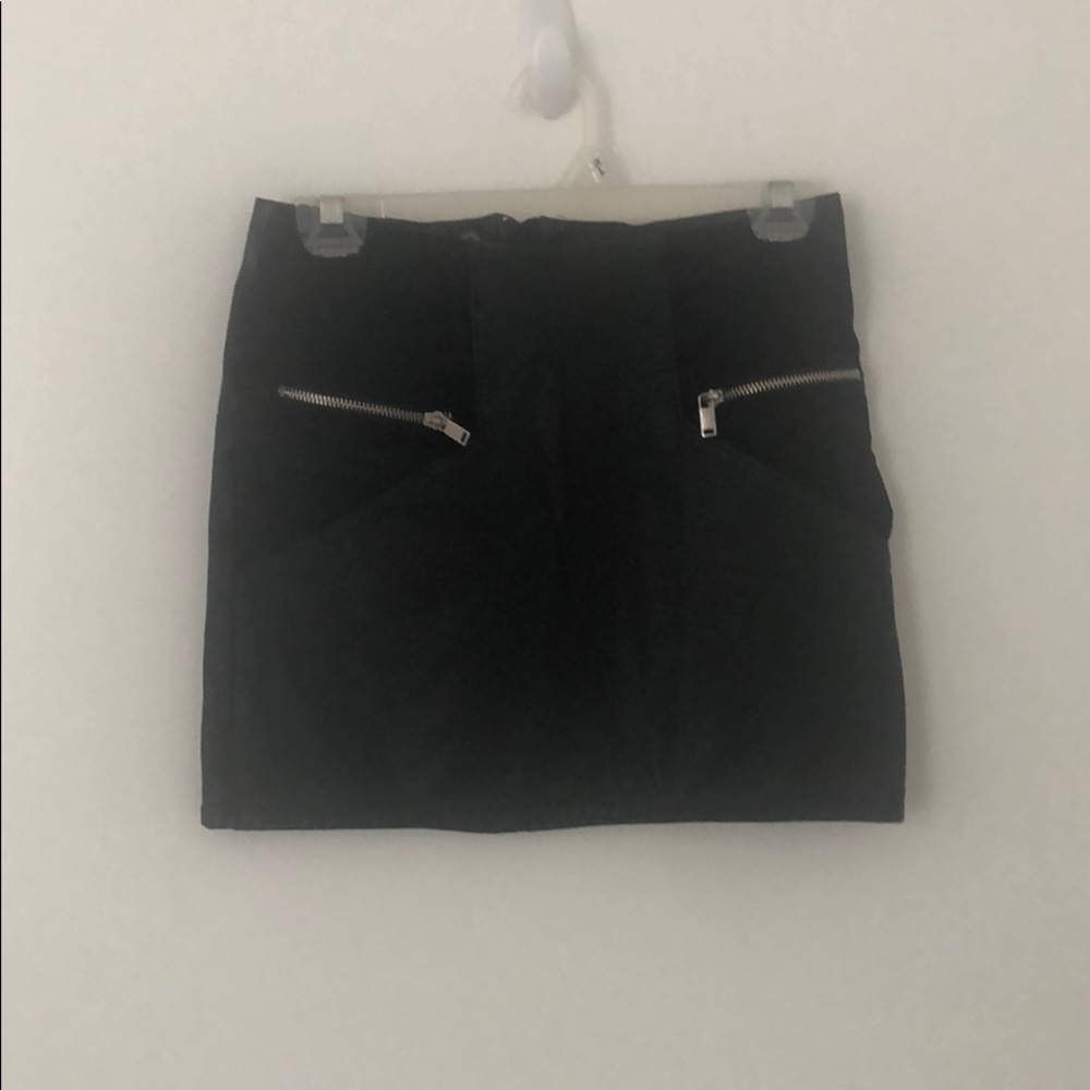 Black leather mini skirt